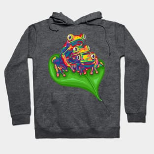 Three Rainbow Tree Frogs Hoodie